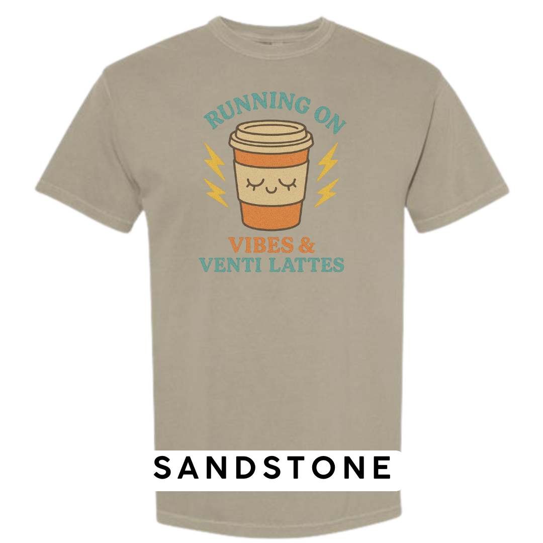 Running on Vibes & Venti Lattes Graphic T-Shirt
