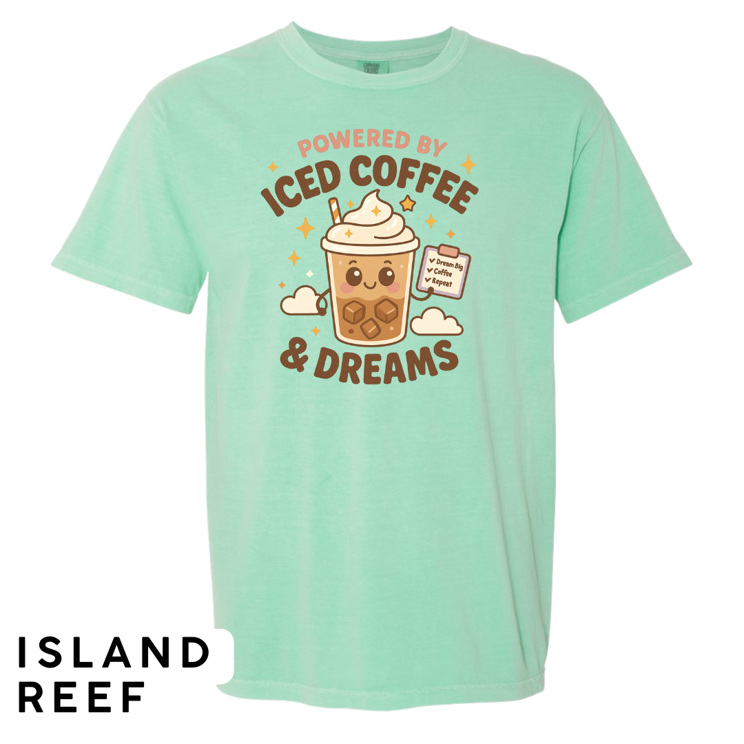 Powered by Iced Coffee & Dreams Graphic T-Shirt