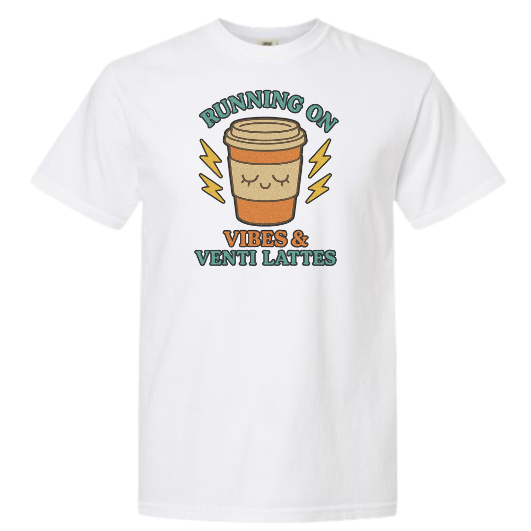Running on Vibes & Venti Lattes Graphic T-Shirt
