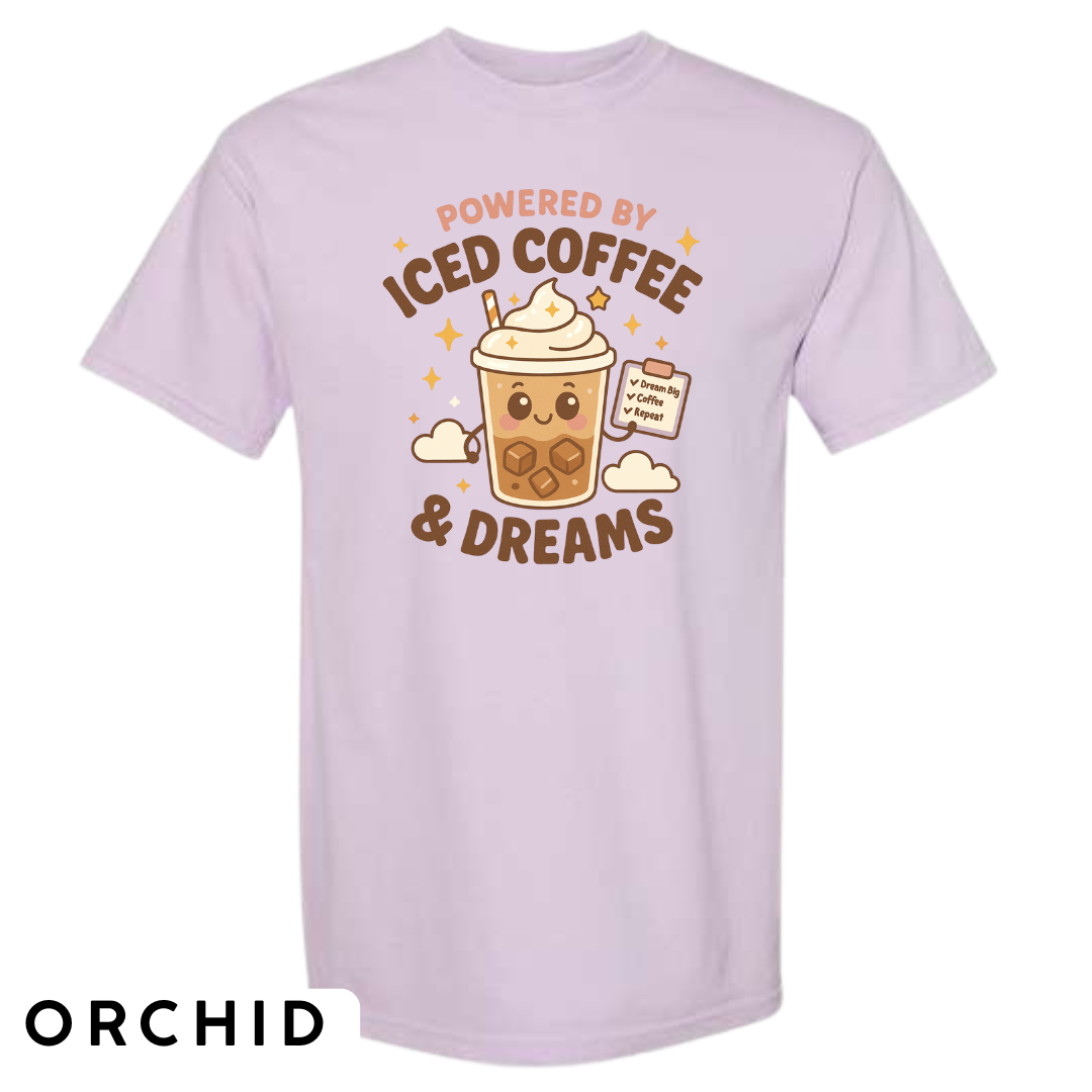 Powered by Iced Coffee & Dreams Graphic T-Shirt