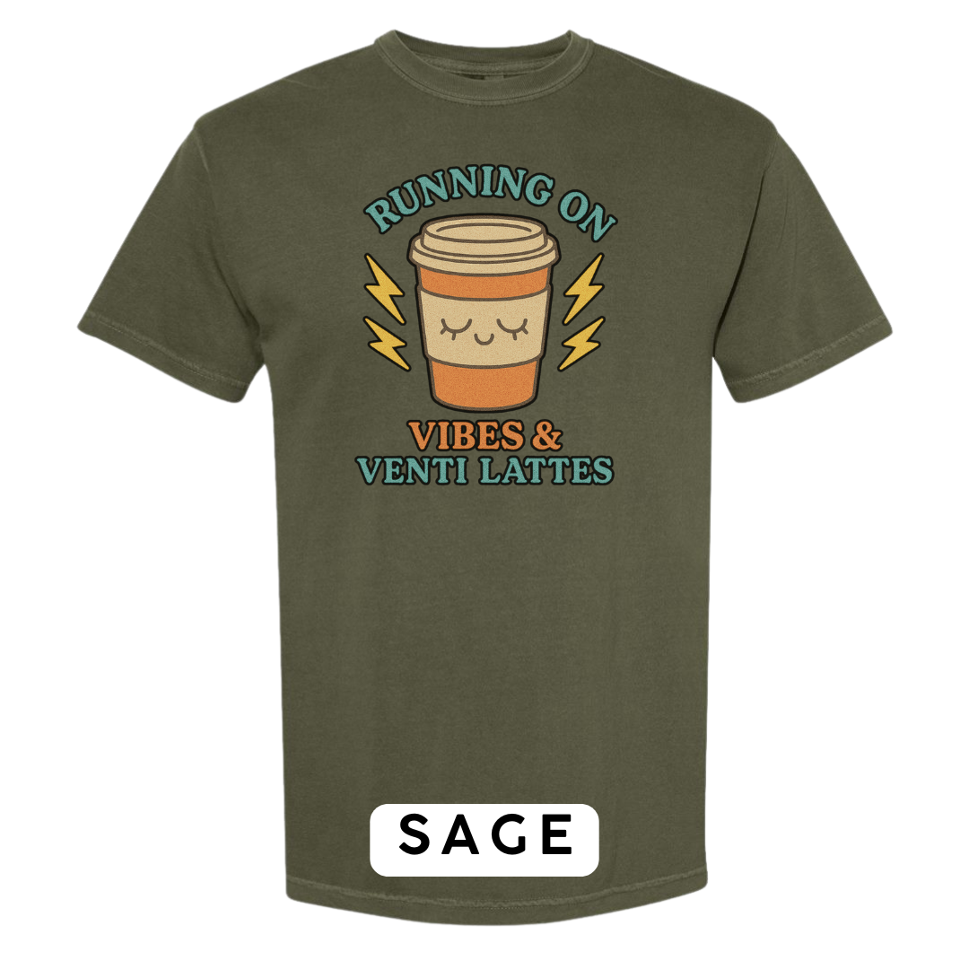 Running on Vibes & Venti Lattes Graphic T-Shirt