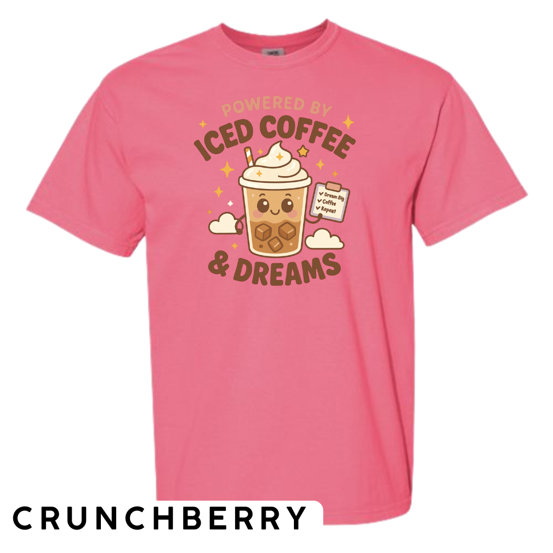 Powered by Iced Coffee & Dreams Graphic T-Shirt