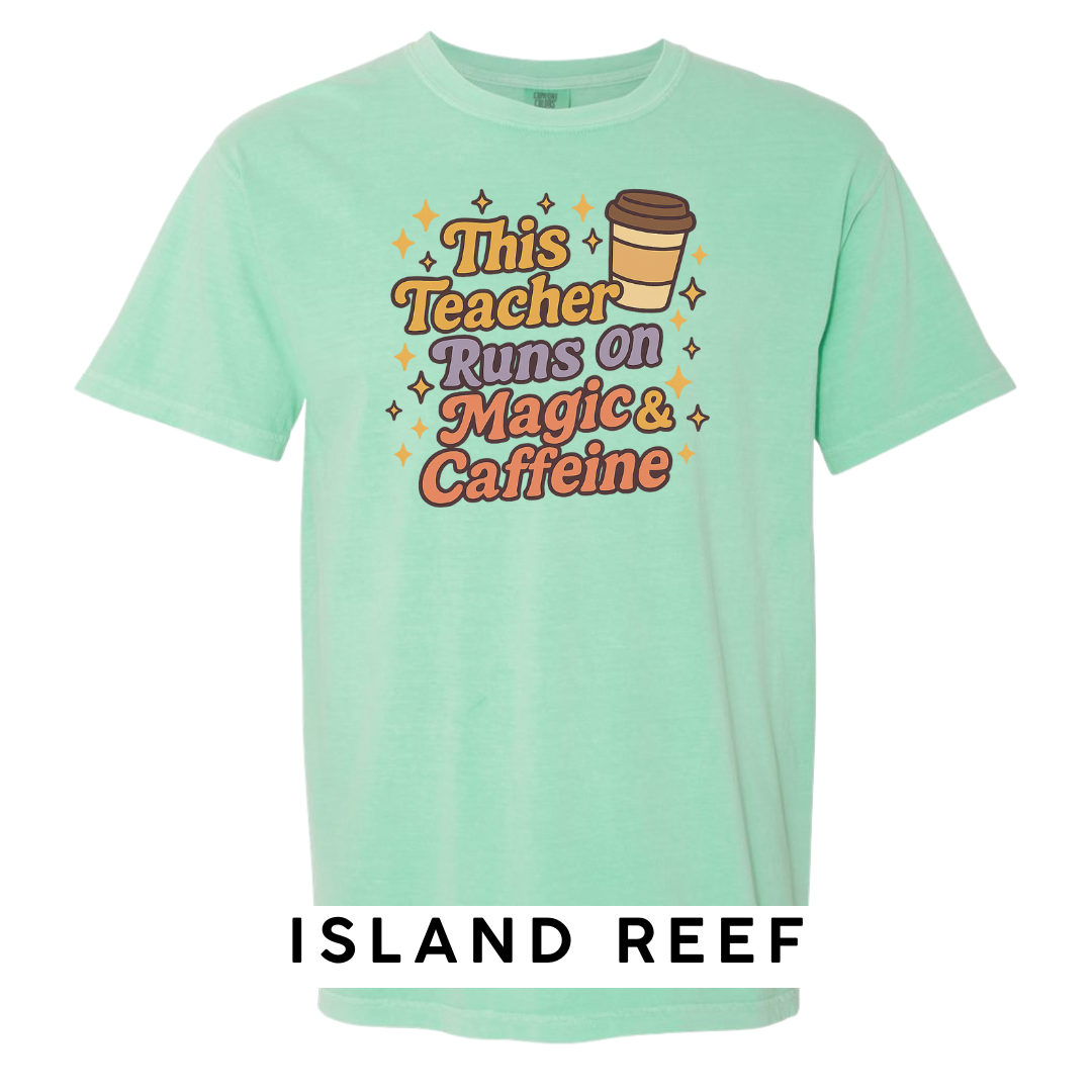 This Teacher Runs on Magic & Caffeine Graphic T-Shirt