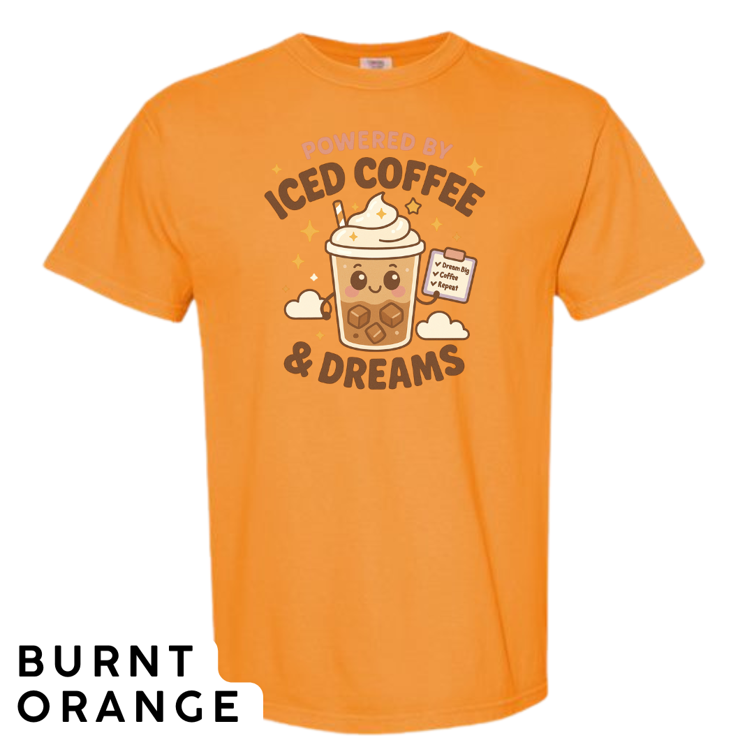 Powered by Iced Coffee & Dreams Graphic T-Shirt