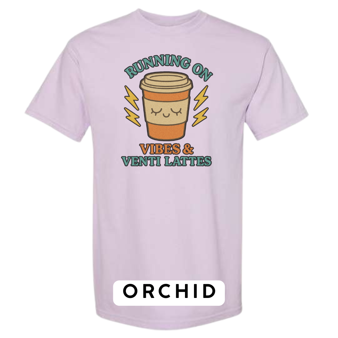 Running on Vibes & Venti Lattes Graphic T-Shirt