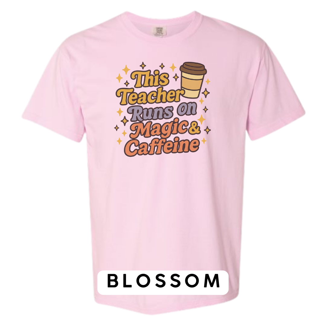 This Teacher Runs on Magic & Caffeine Graphic T-Shirt