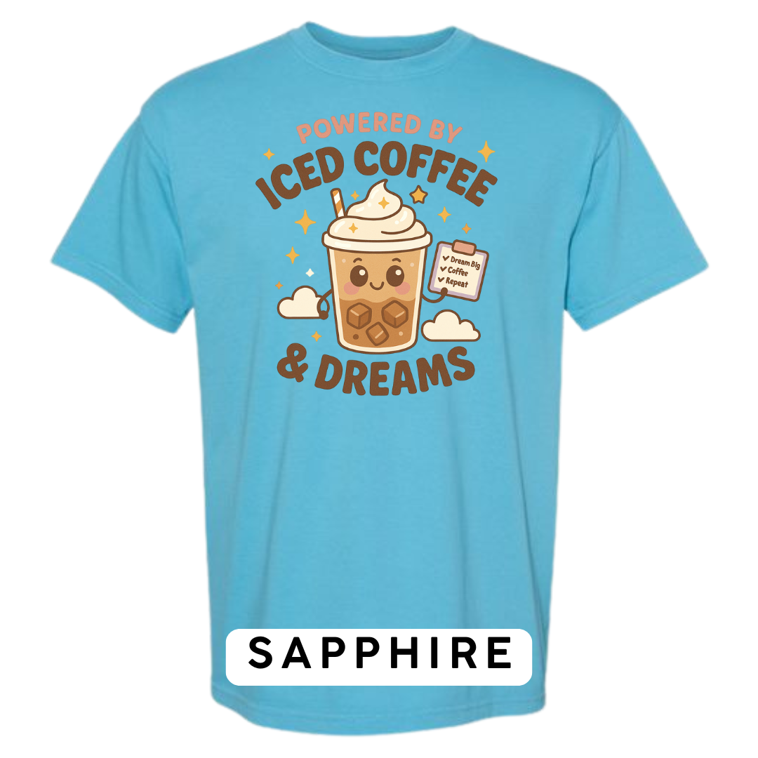 Powered by Iced Coffee & Dreams Graphic T-Shirt