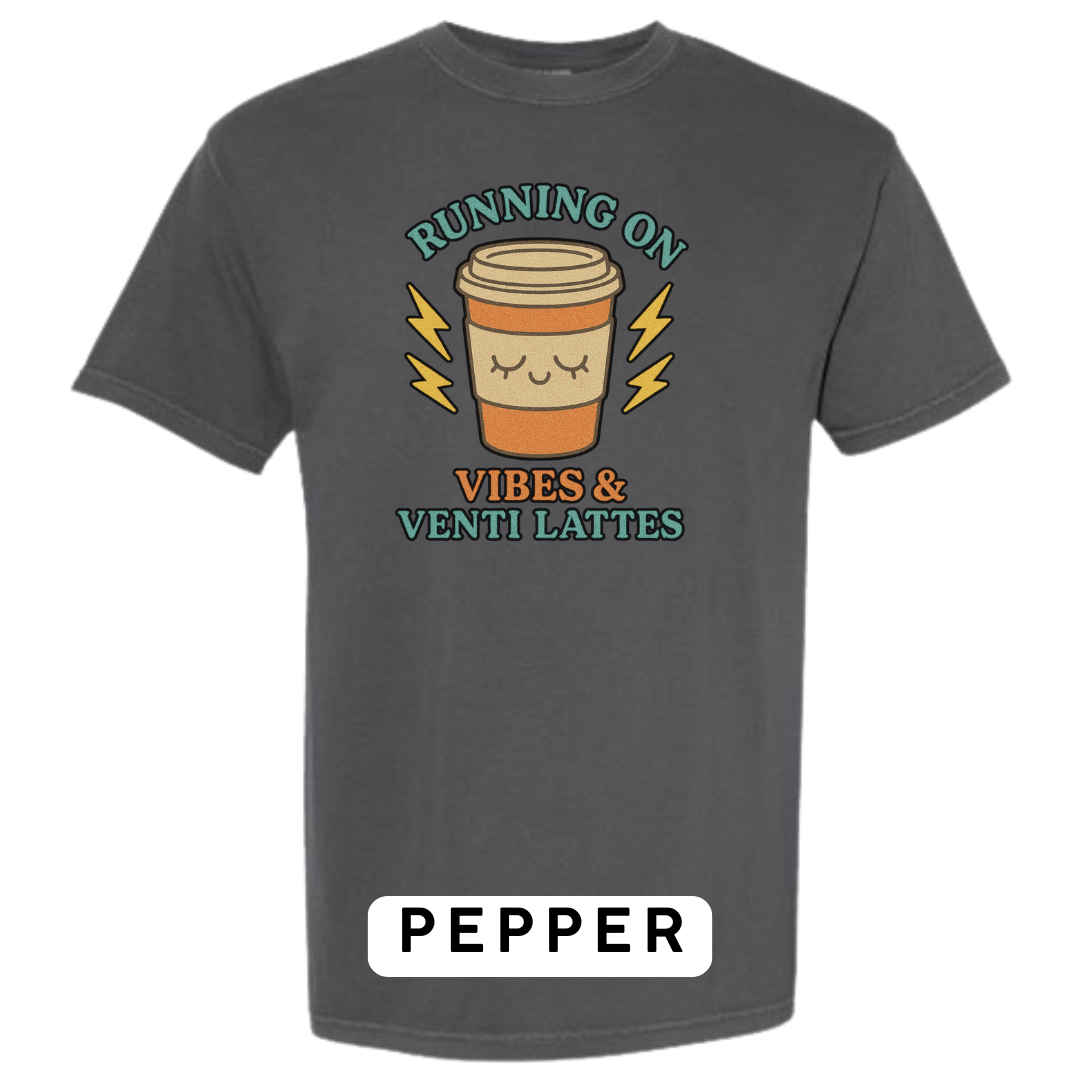 Running on Vibes & Venti Lattes Graphic T-Shirt
