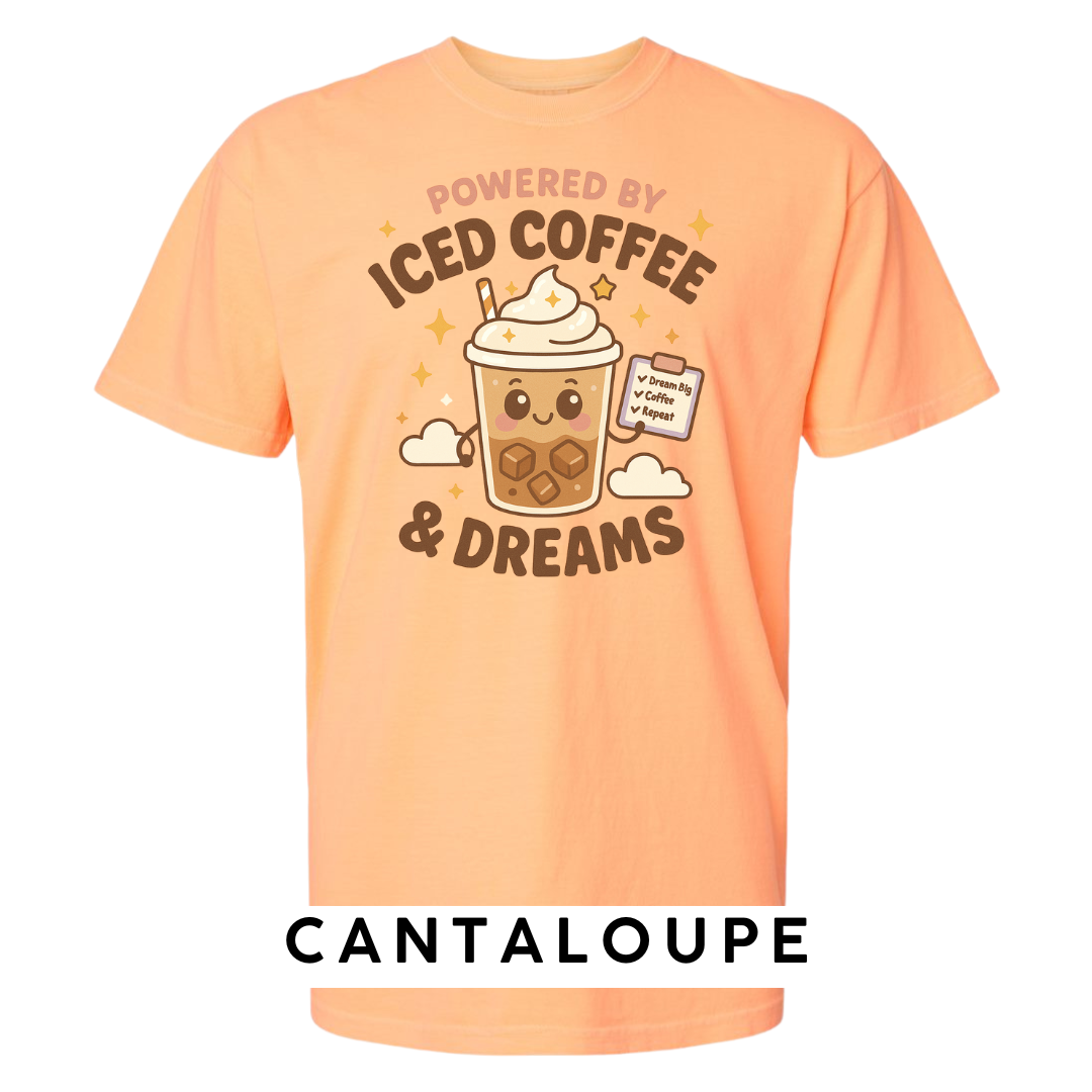 Powered by Iced Coffee & Dreams Graphic T-Shirt
