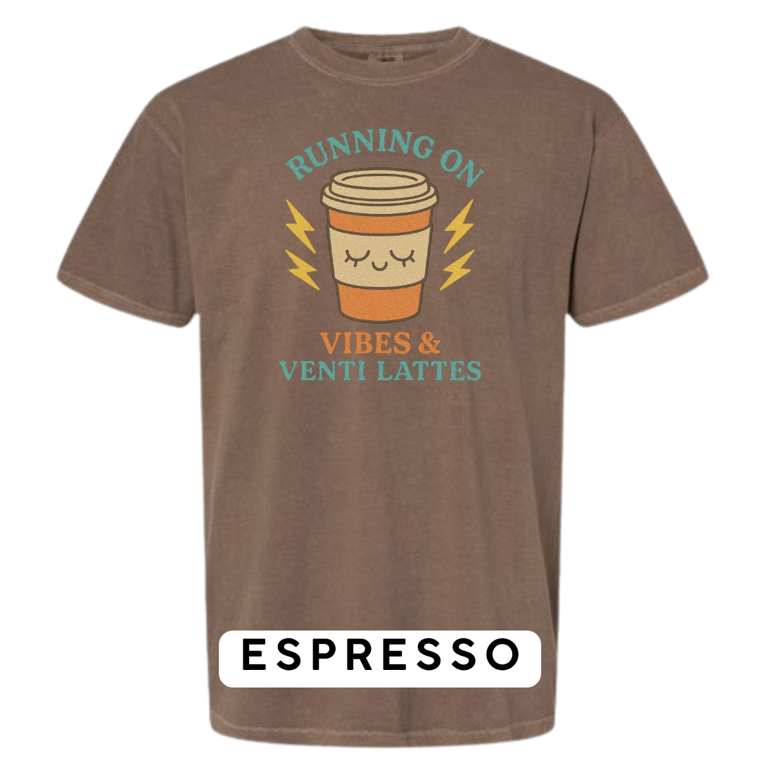 Running on Vibes & Venti Lattes Graphic T-Shirt