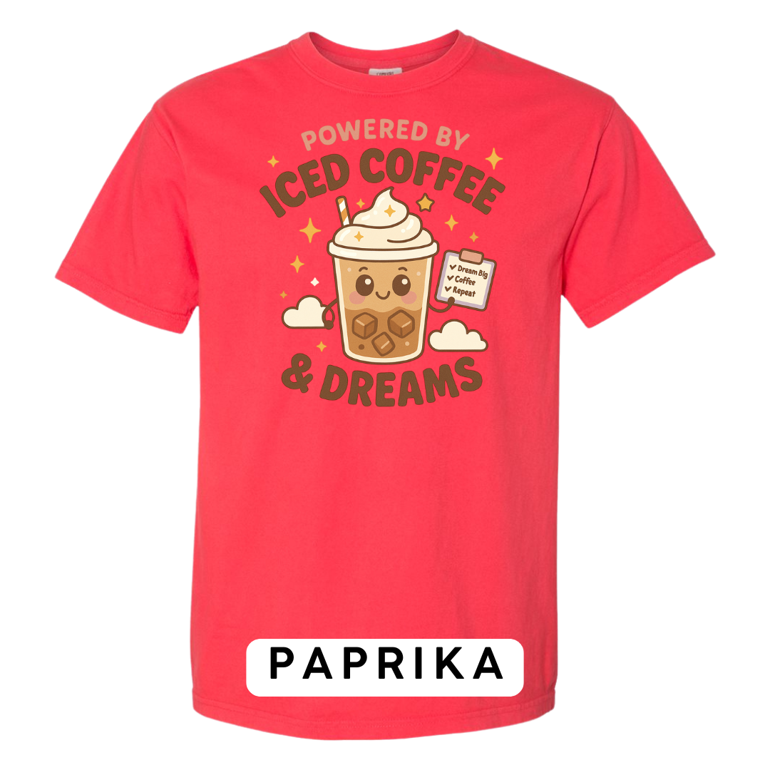 Powered by Iced Coffee & Dreams Graphic T-Shirt