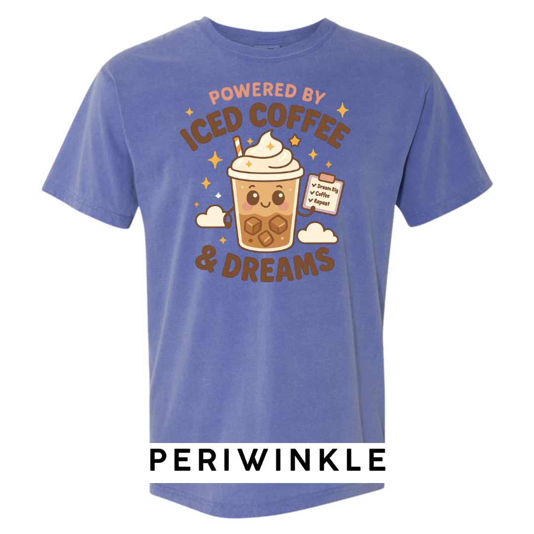 Powered by Iced Coffee & Dreams Graphic T-Shirt