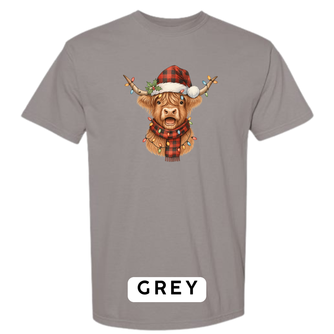 Christmas Cow w plaid hat