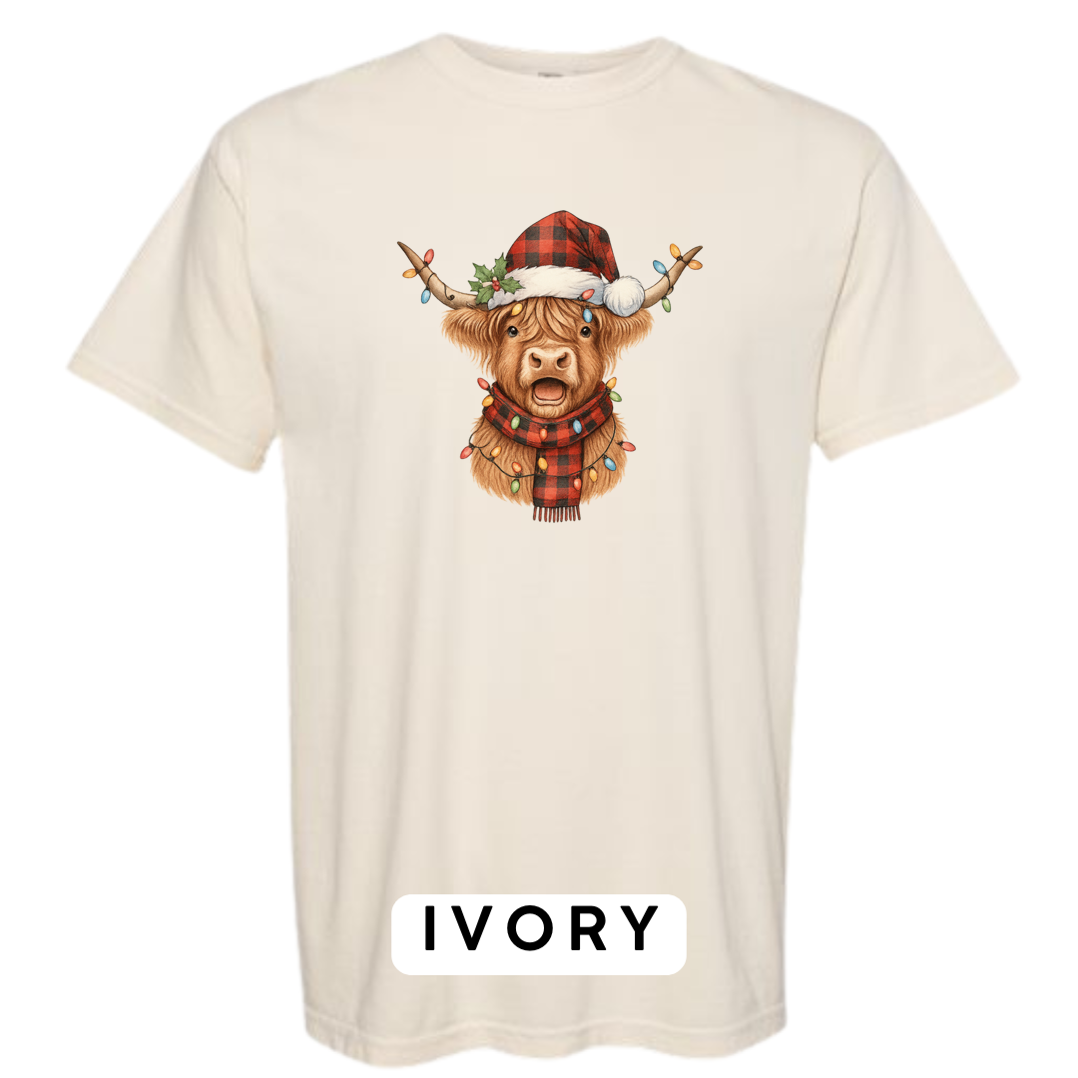 Christmas Cow w plaid hat