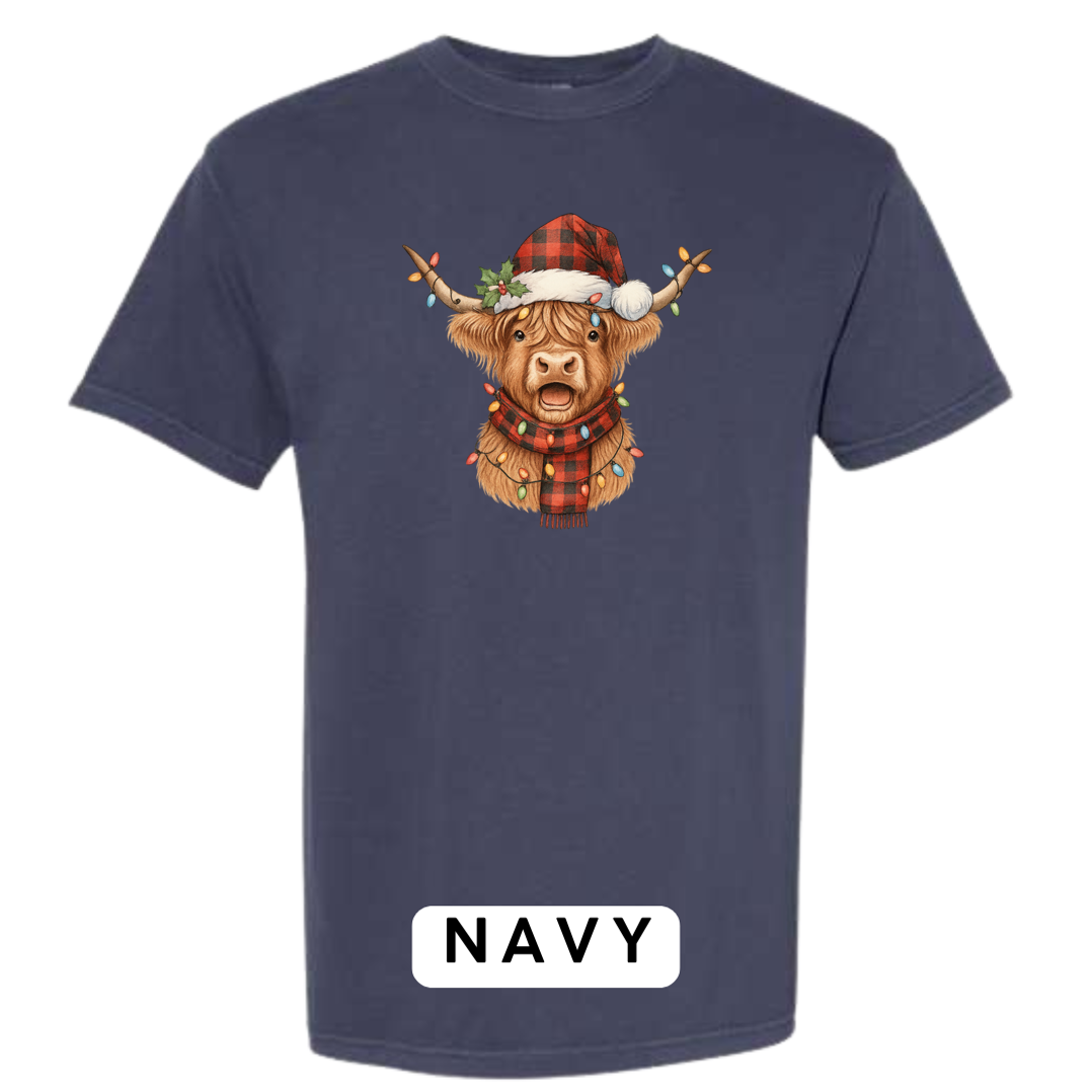 Christmas Cow w plaid hat