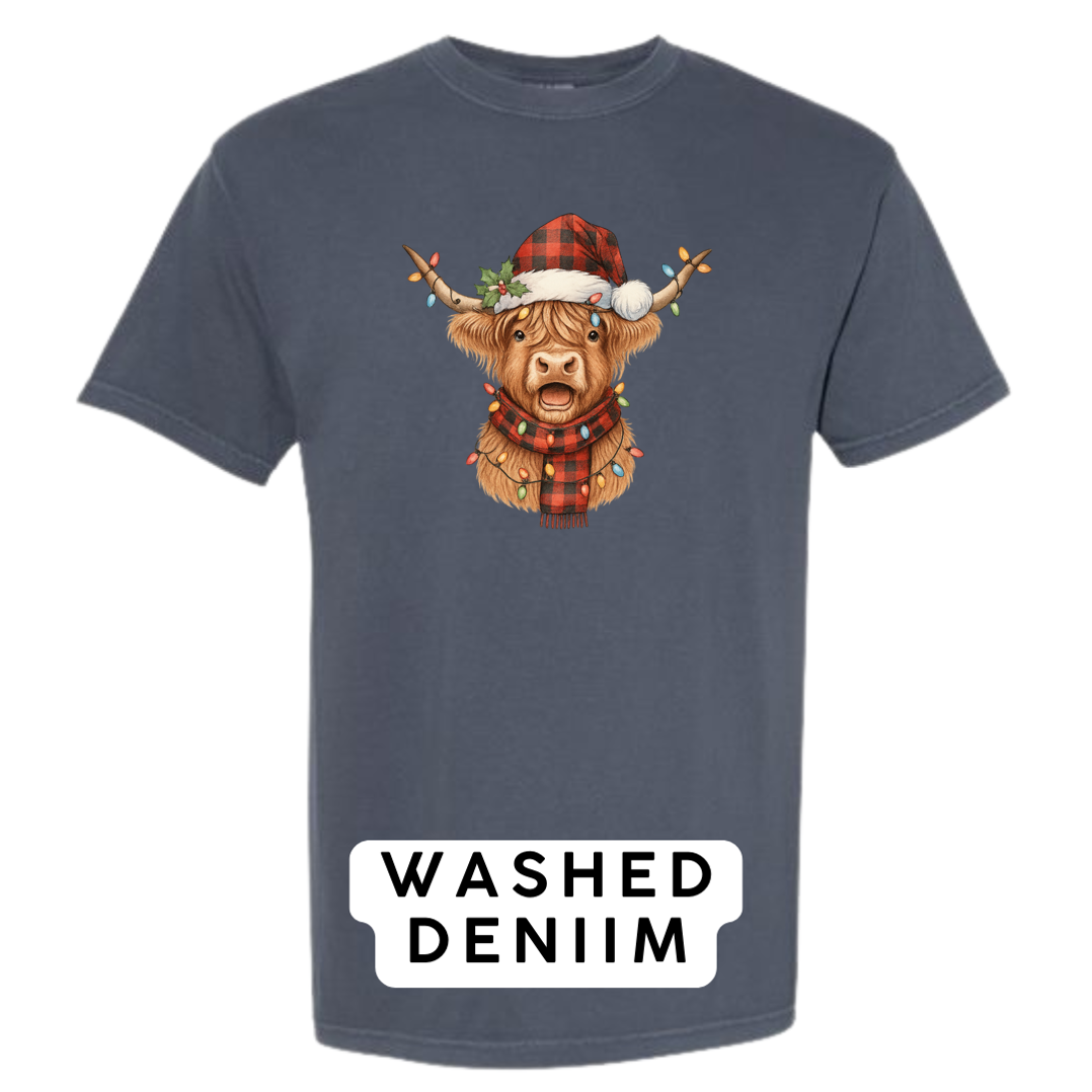 Christmas Cow w plaid hat