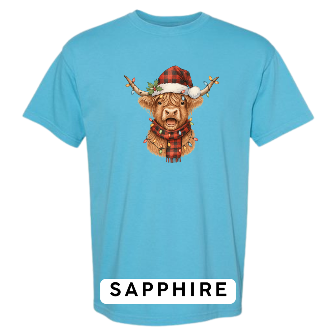 Christmas Cow w plaid hat