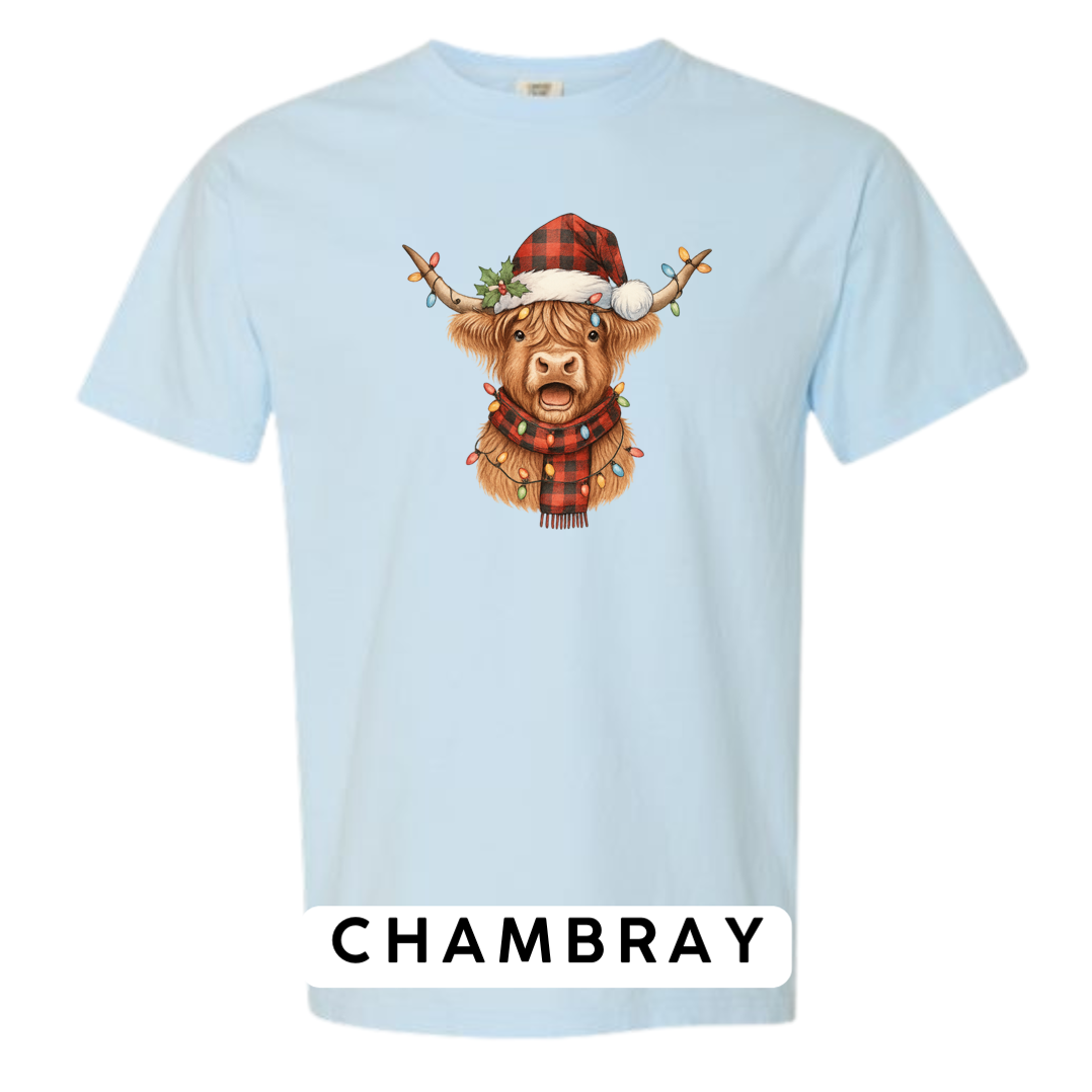 Christmas Cow w plaid hat