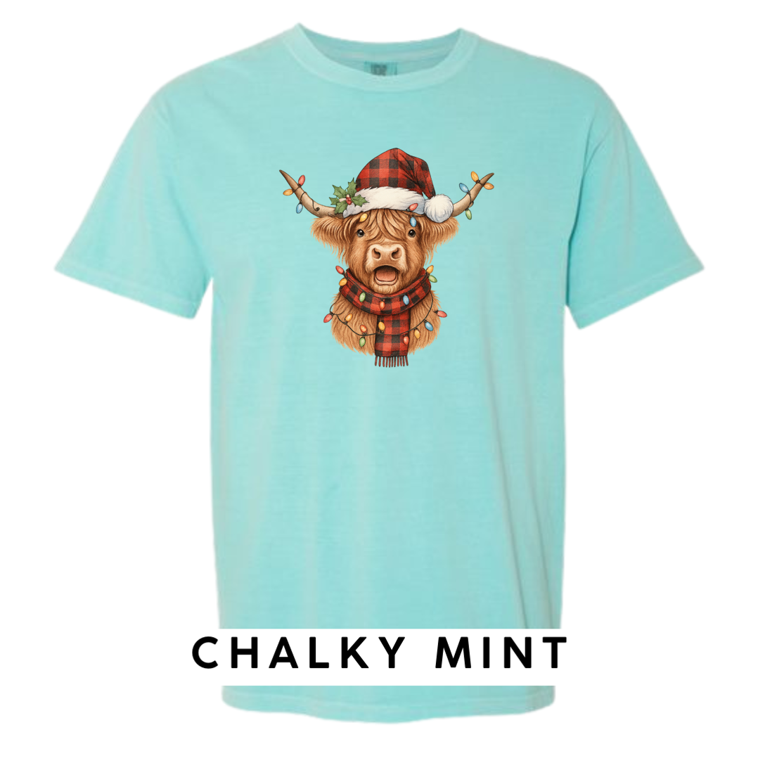 Christmas Cow w plaid hat