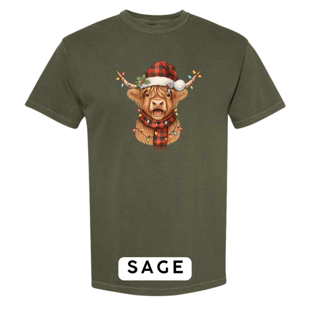 Christmas Cow w plaid hat