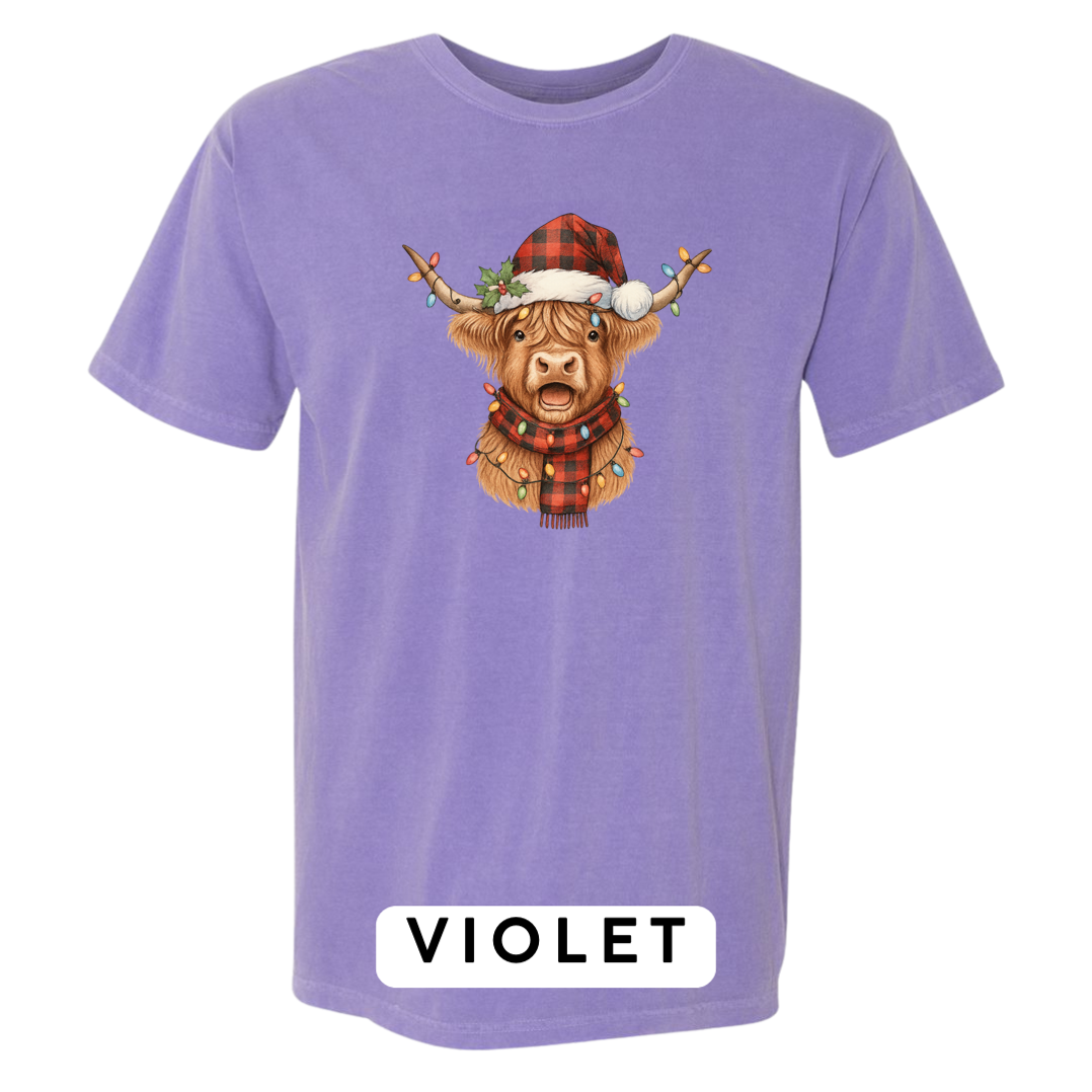 Christmas Cow w plaid hat