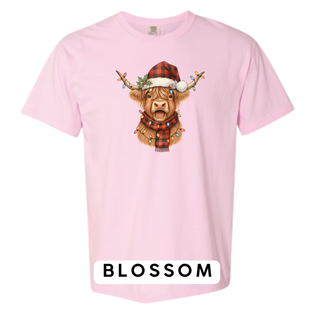 Christmas Cow w plaid hat