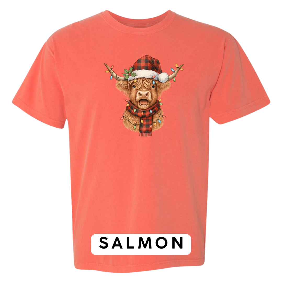 Christmas Cow w plaid hat