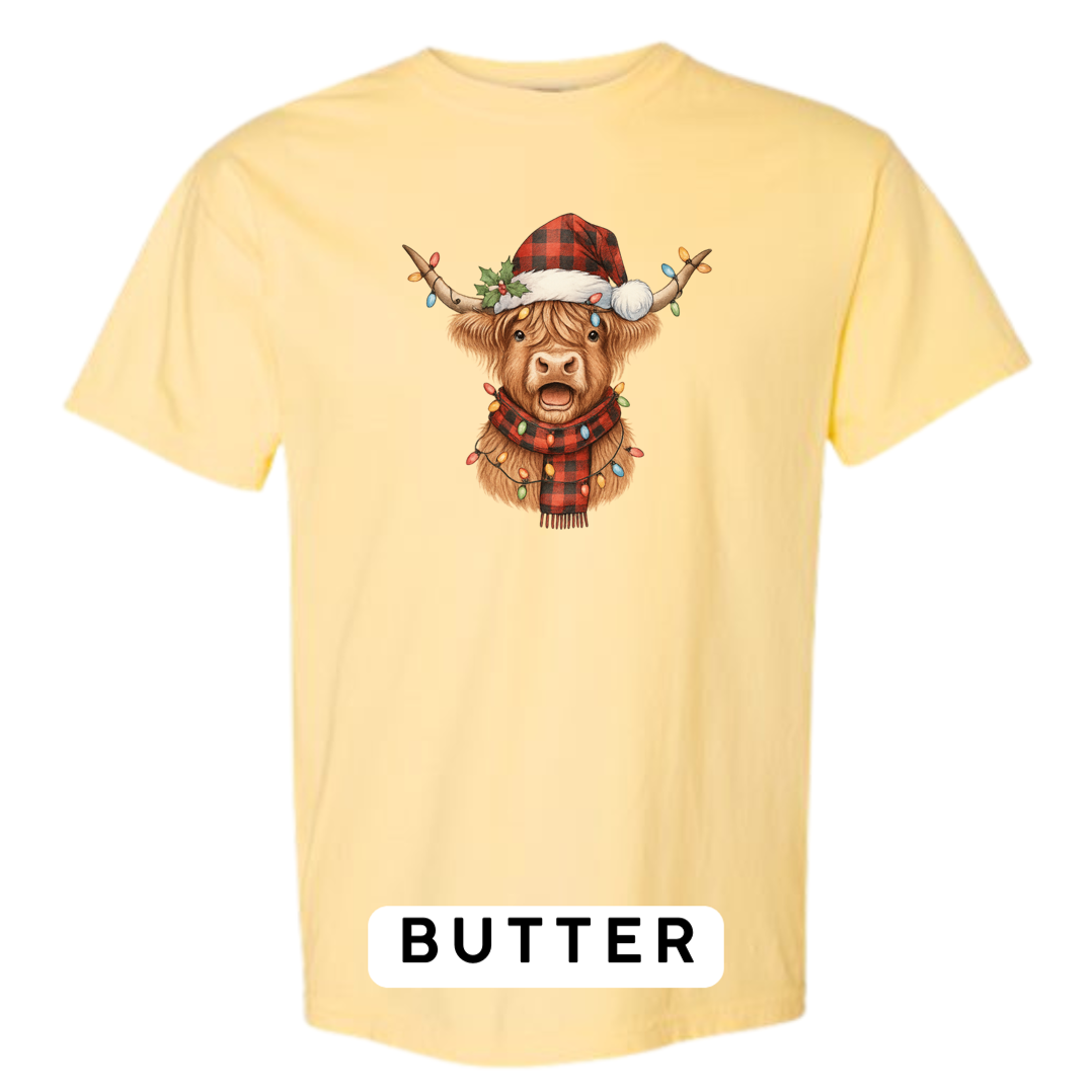 Christmas Cow w plaid hat