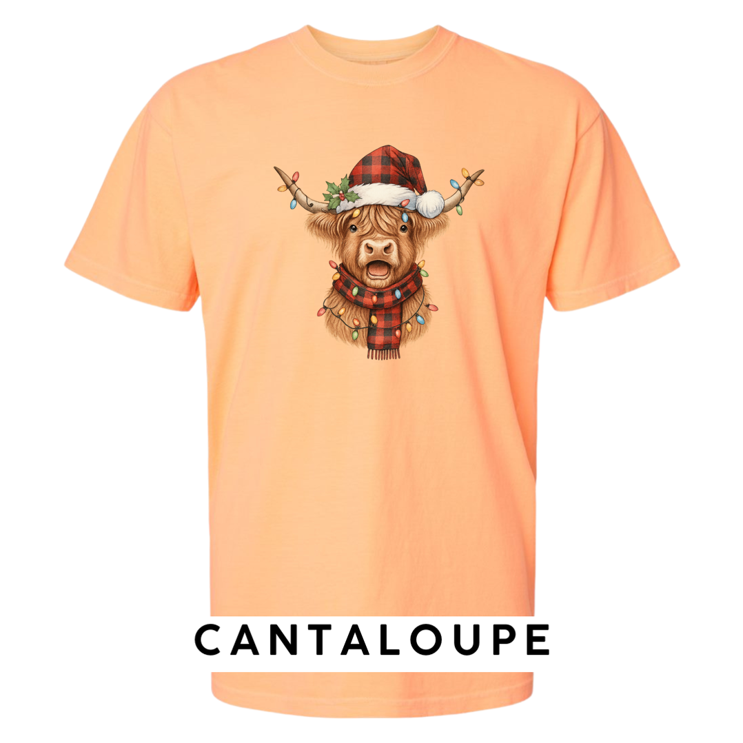 Christmas Cow w plaid hat