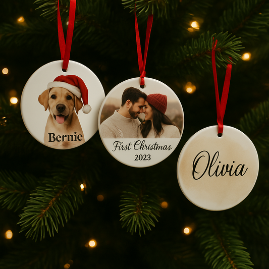 Custom Ceramic Flat Ornament – 2.7” Round