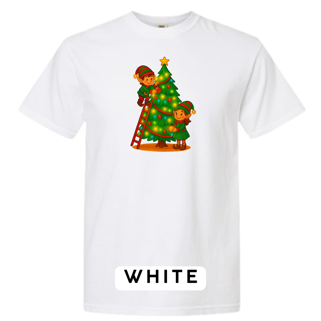 Elves Decorating Christmas Tree