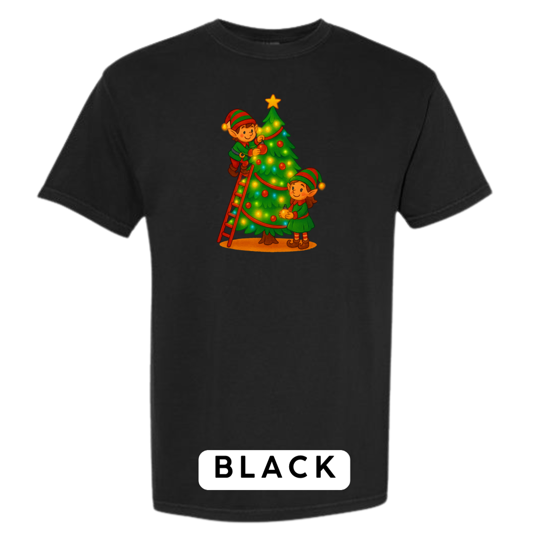 Elves Decorating Christmas Tree