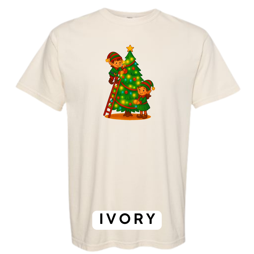 Elves Decorating Christmas Tree