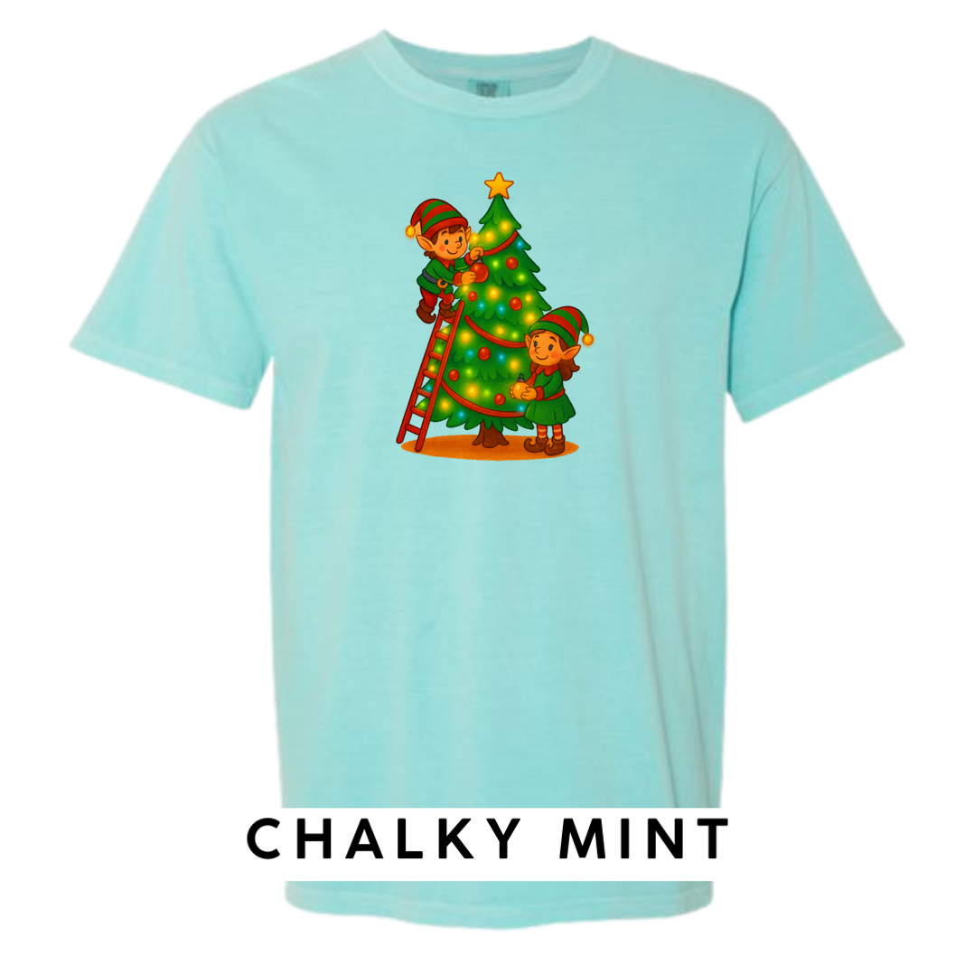 Elves Decorating Christmas Tree