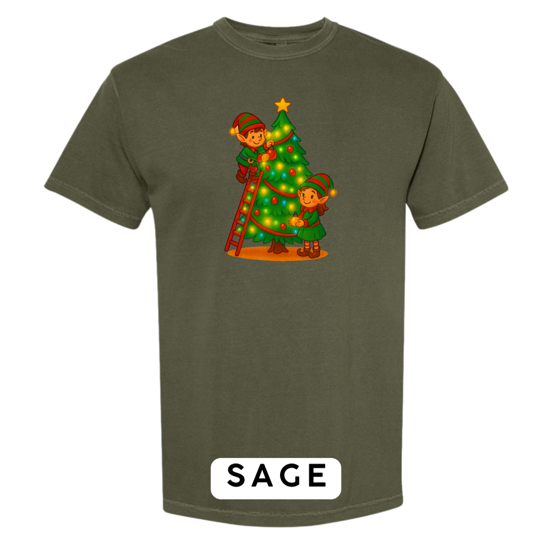 Elves Decorating Christmas Tree